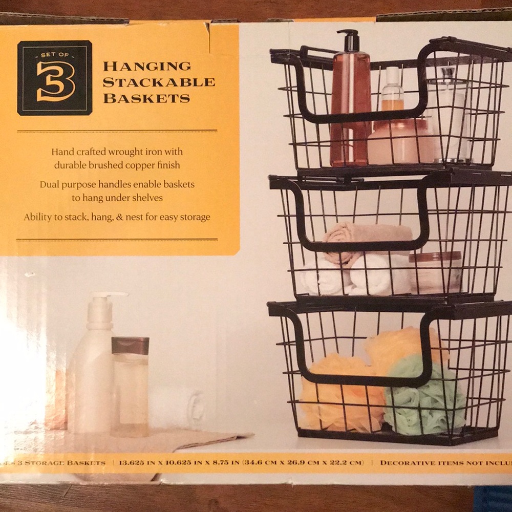 NEVER USED • Set of 3 • hanging-stackable baskets